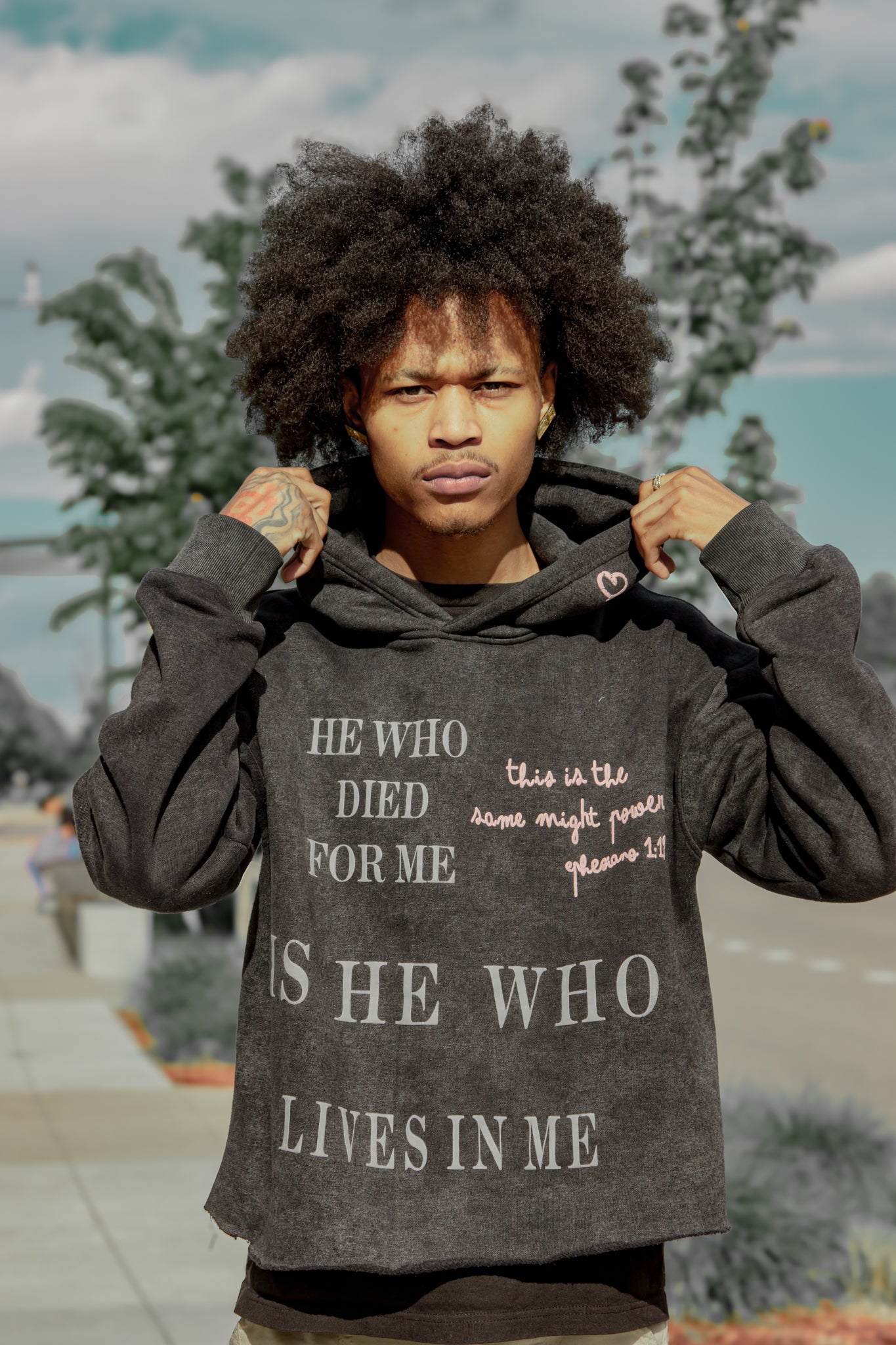 UNDNE EPHESIANS 1:19 CHARCOAL HOODIE - UNDONE